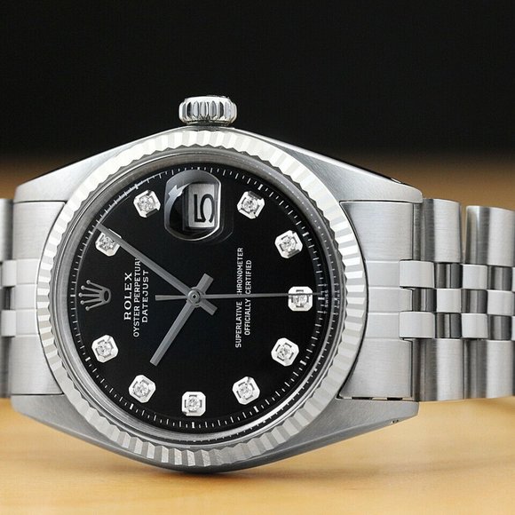 Sale! Rolex 36mm Black Dial Diamond Men's Watch - Picture 1 of 7